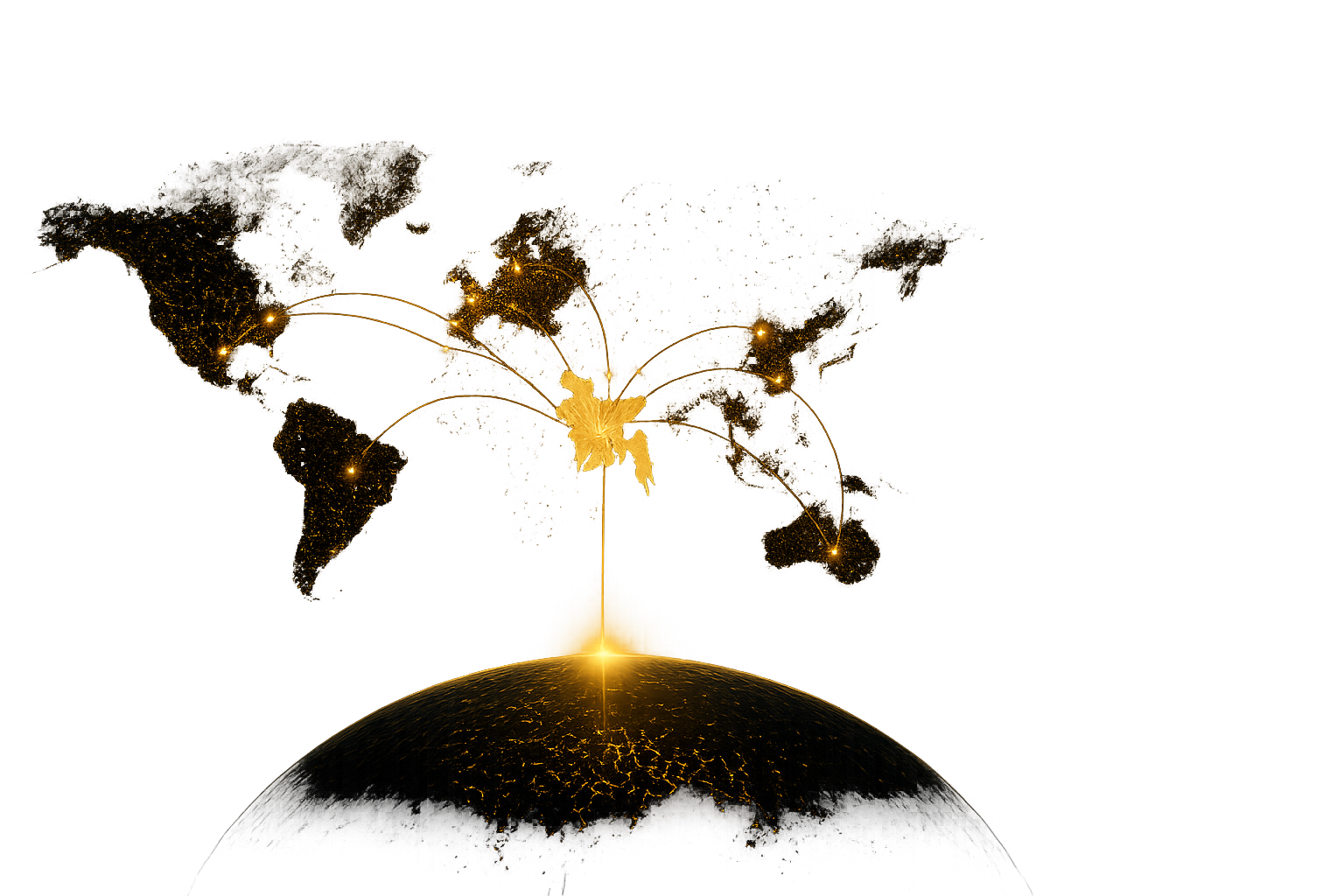 Bangladesh as a global capital corridor — gold connection beams from Dhaka to NRB hubs worldwide
